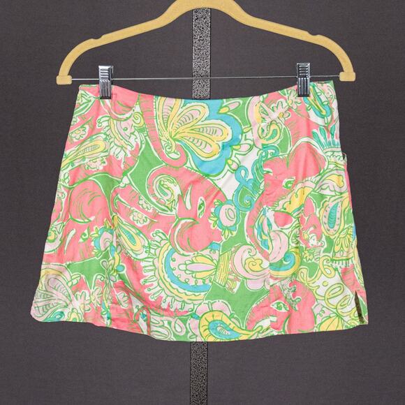 Lilly Pulitzer Cotton Tennis Skort Size 0 Colorful Preppy Pink Elephants Monkey - Picture 3 of 4
